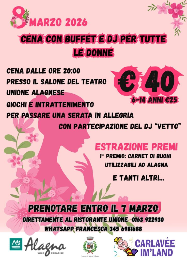Cena con buffet e dj per tutte le donne - Dinner with buffet and DJ for women